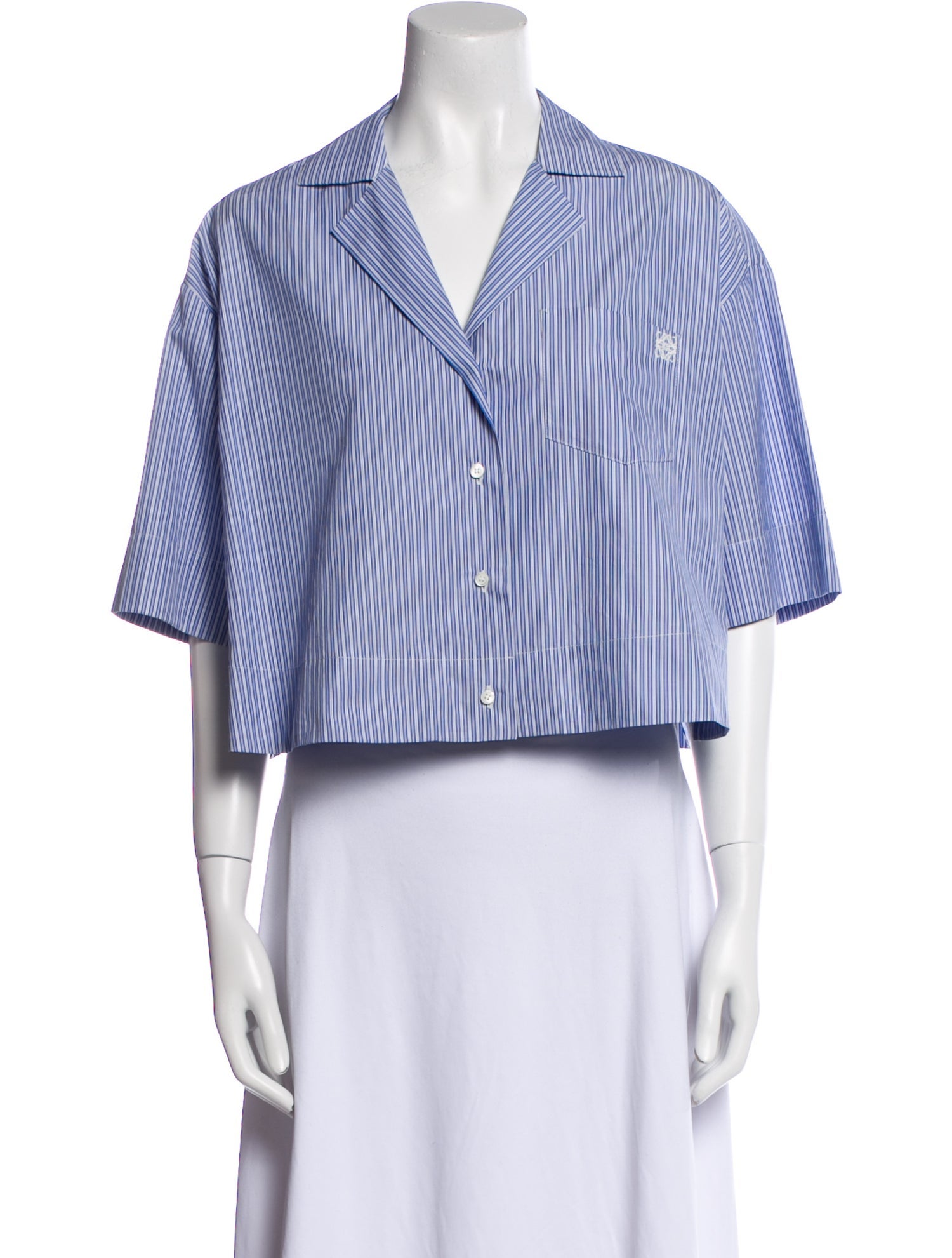 Loewe Striped Three-Quarter Sleeve Crop Top