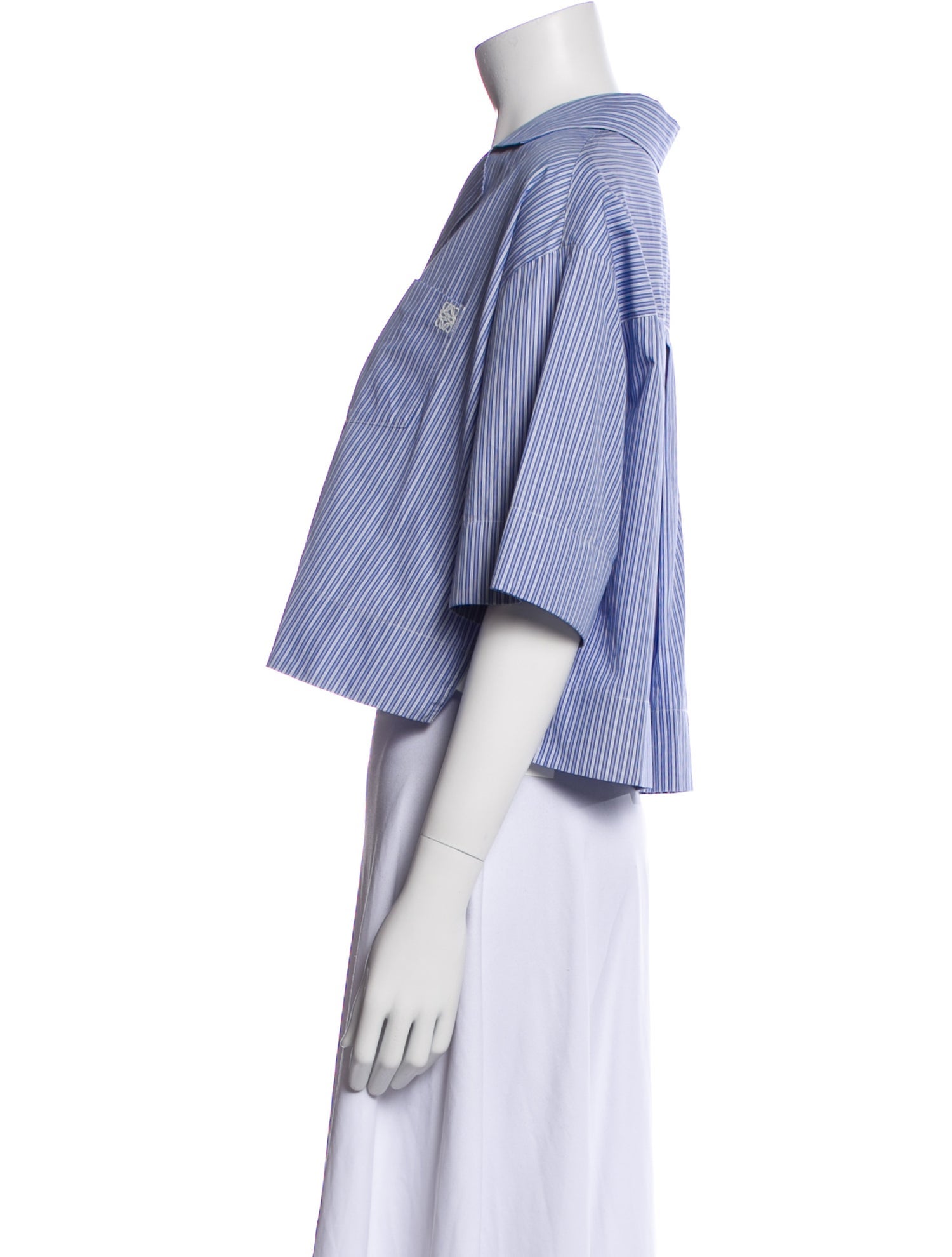 Loewe Striped Three-Quarter Sleeve Crop Top