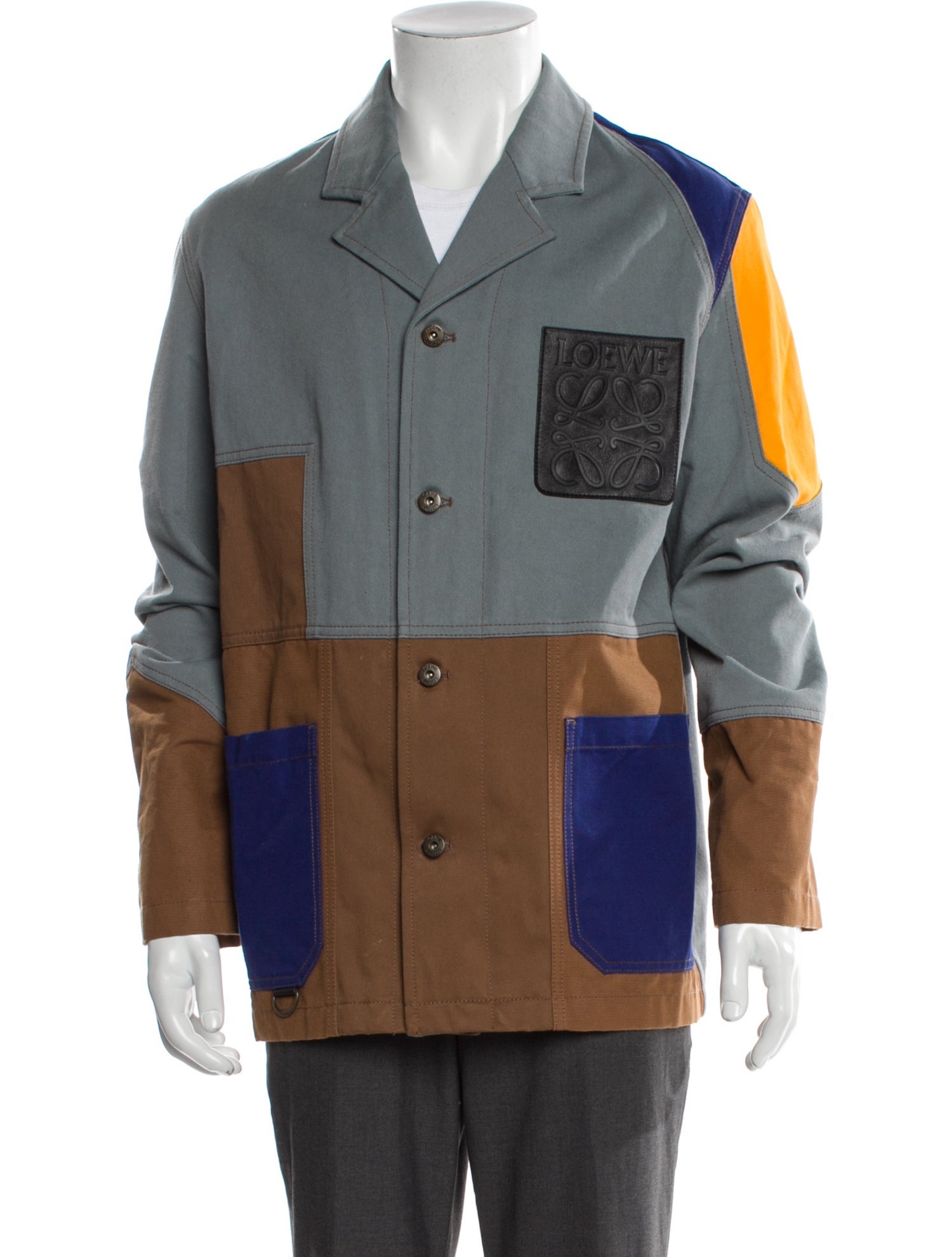 Loewe Anagram Workwear Colorblock Pattern Peacoat