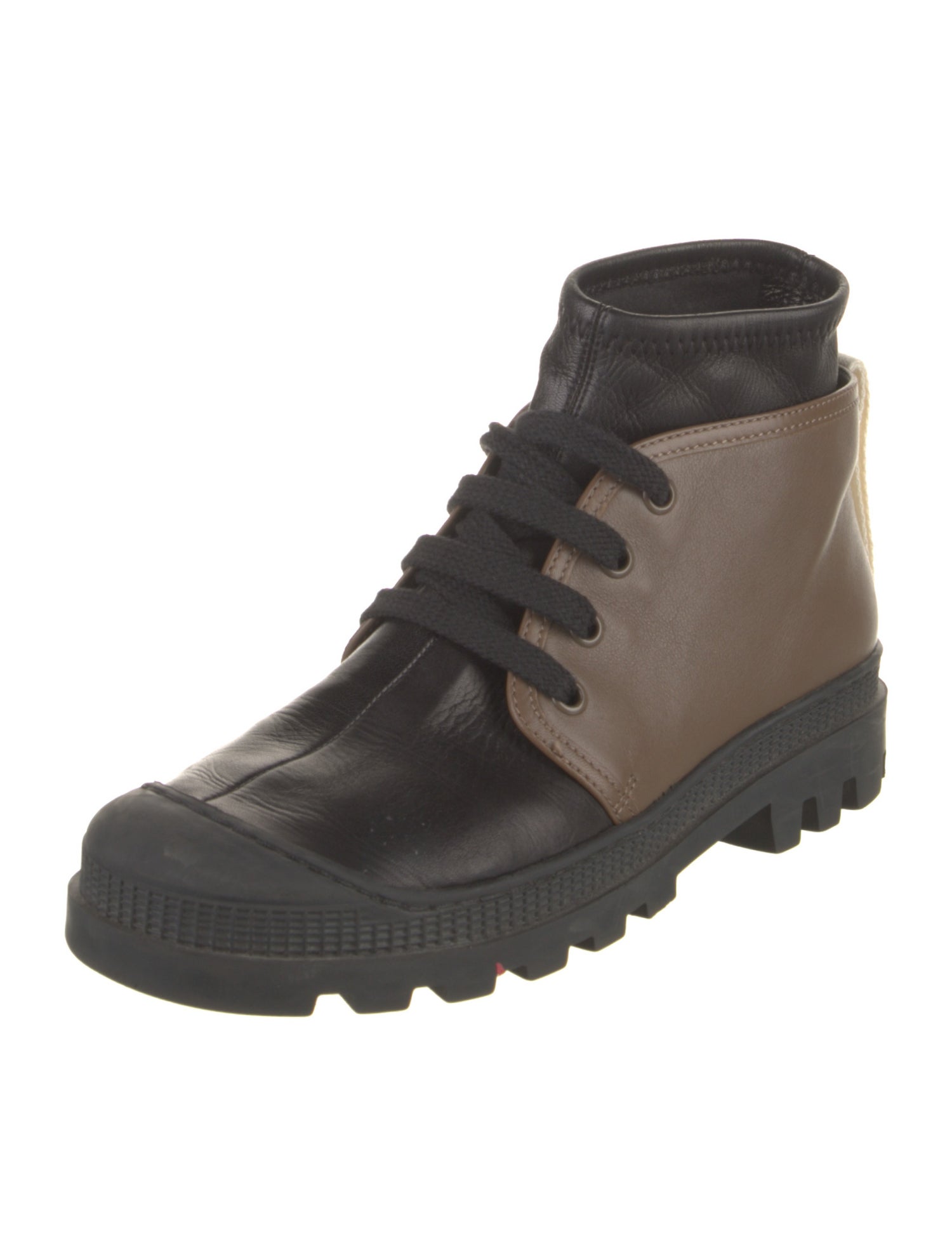 Loewe Leather Colorblock Pattern Lace-Up Boots