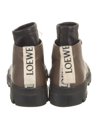 Loewe Leather Colorblock Pattern Lace-Up Boots