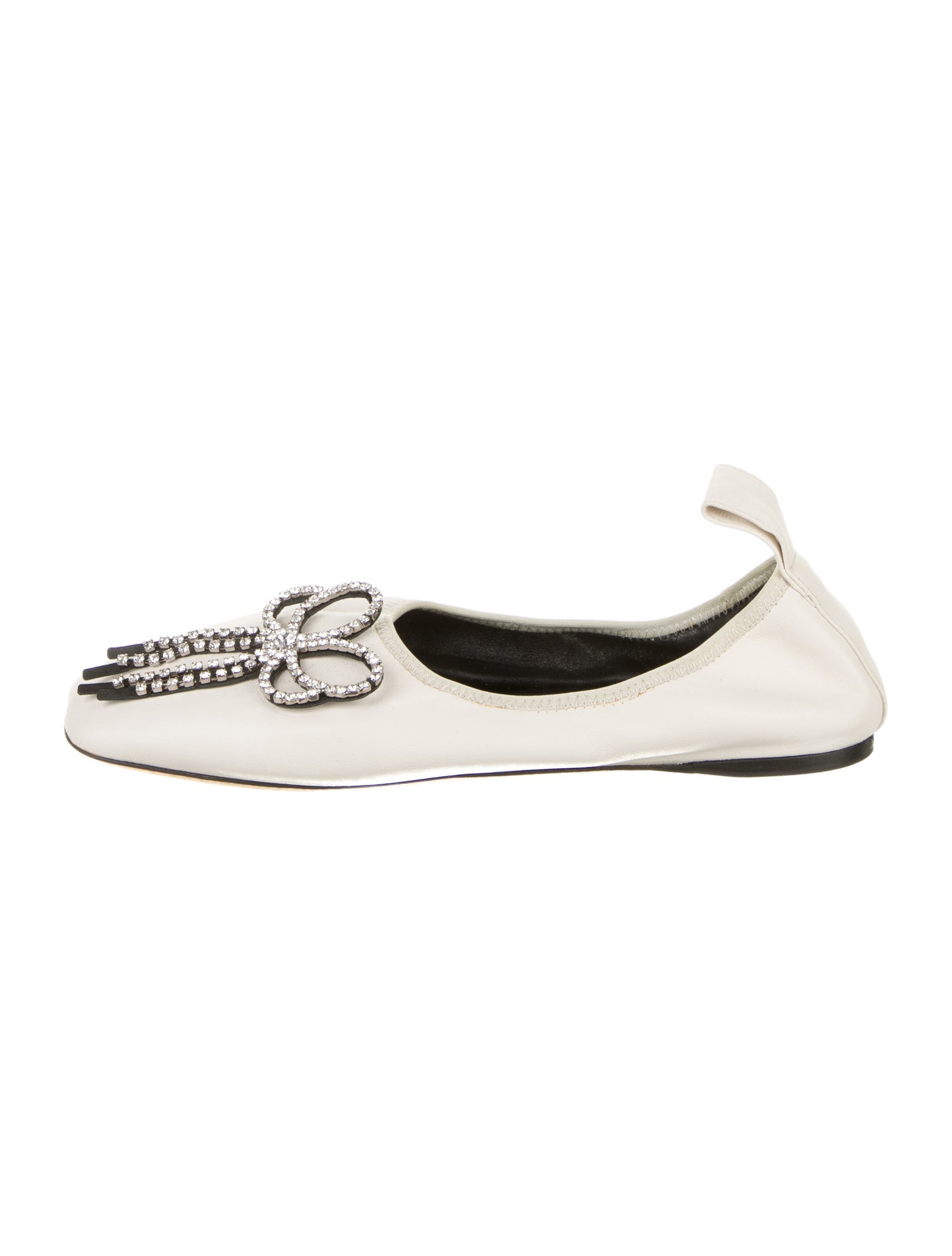 Loewe Leather Crystal Embellishments Ballet Flats