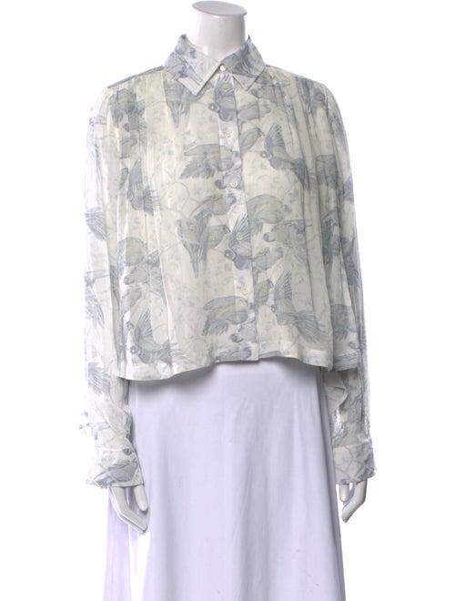 Loewe Paula's Ibiza Floral Print Long Sleeve Button-Up Top