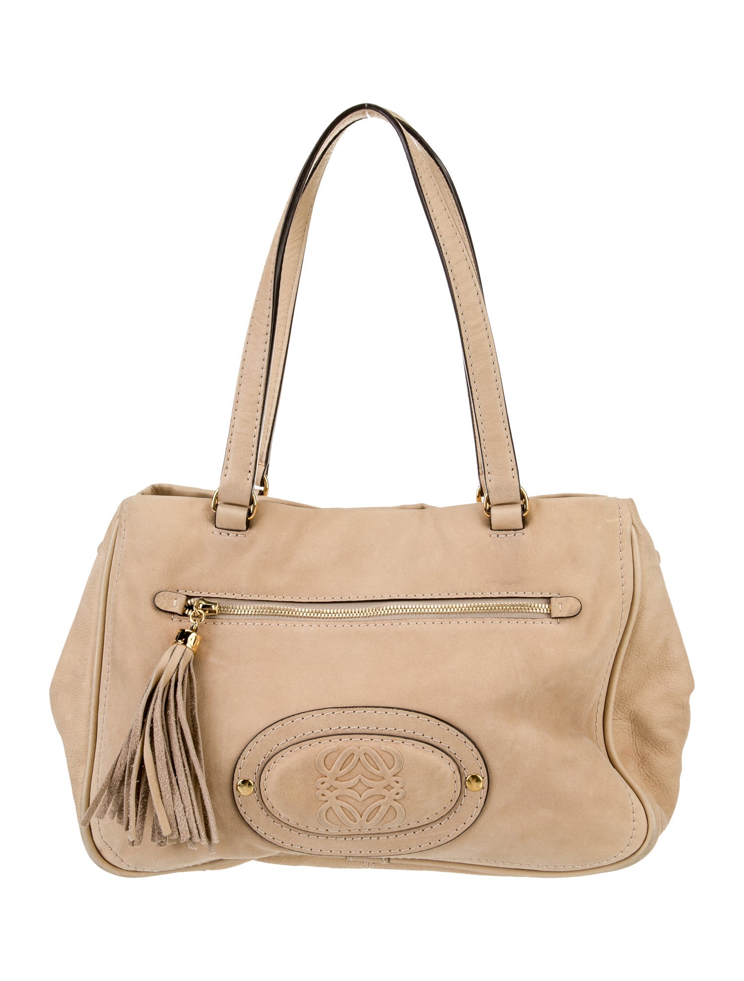 Loewe Suede Anagram Tassel Tote