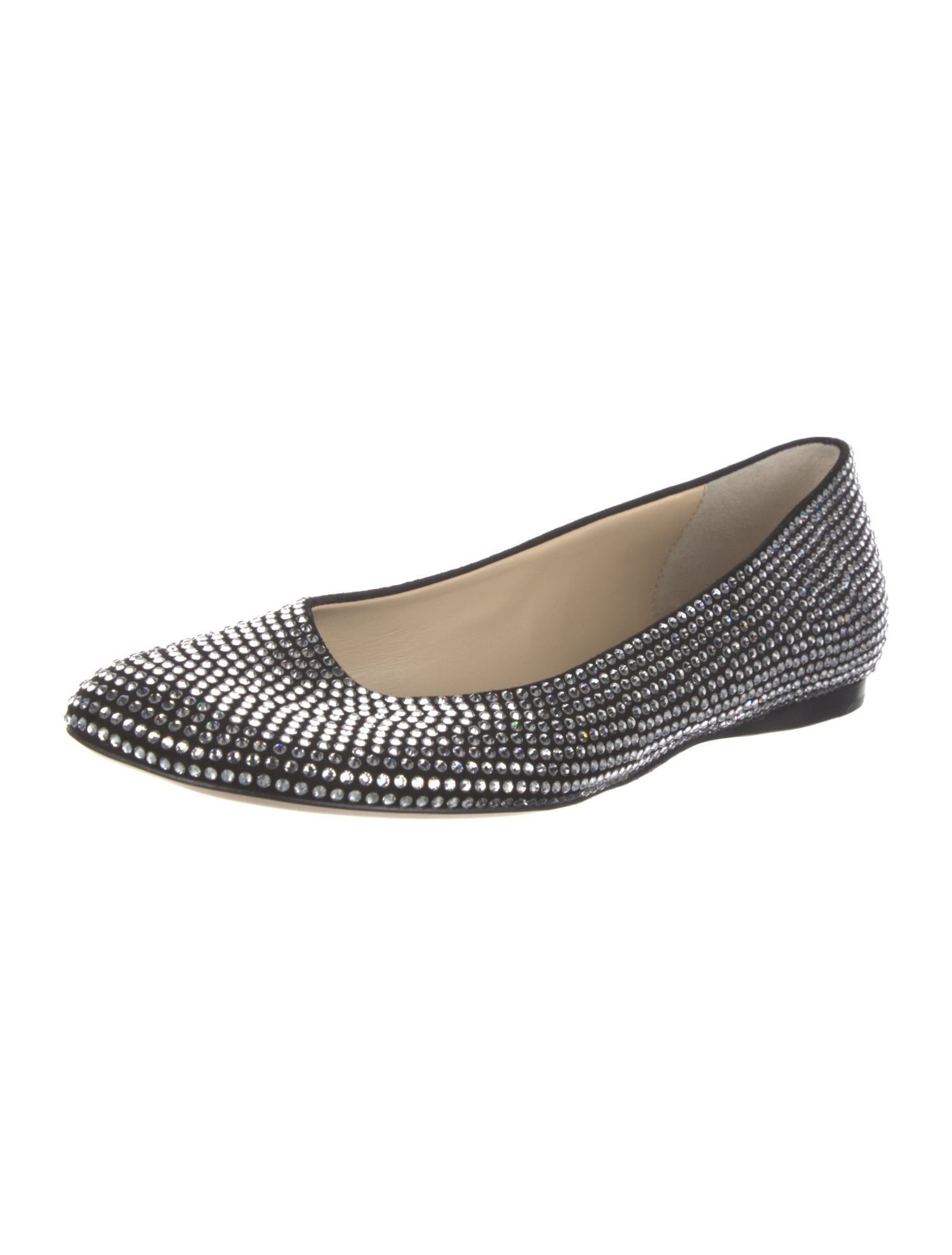 Loewe Suede Crystal Embellishments Flats