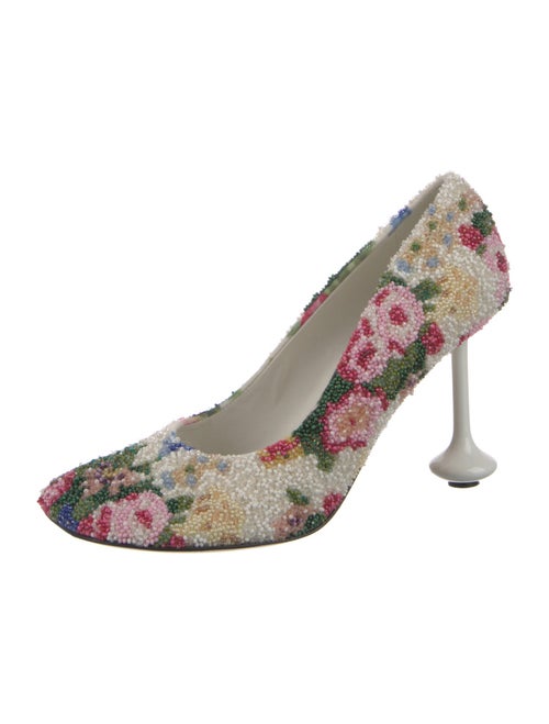 Loewe Floral Print Beaded Accents Pumps