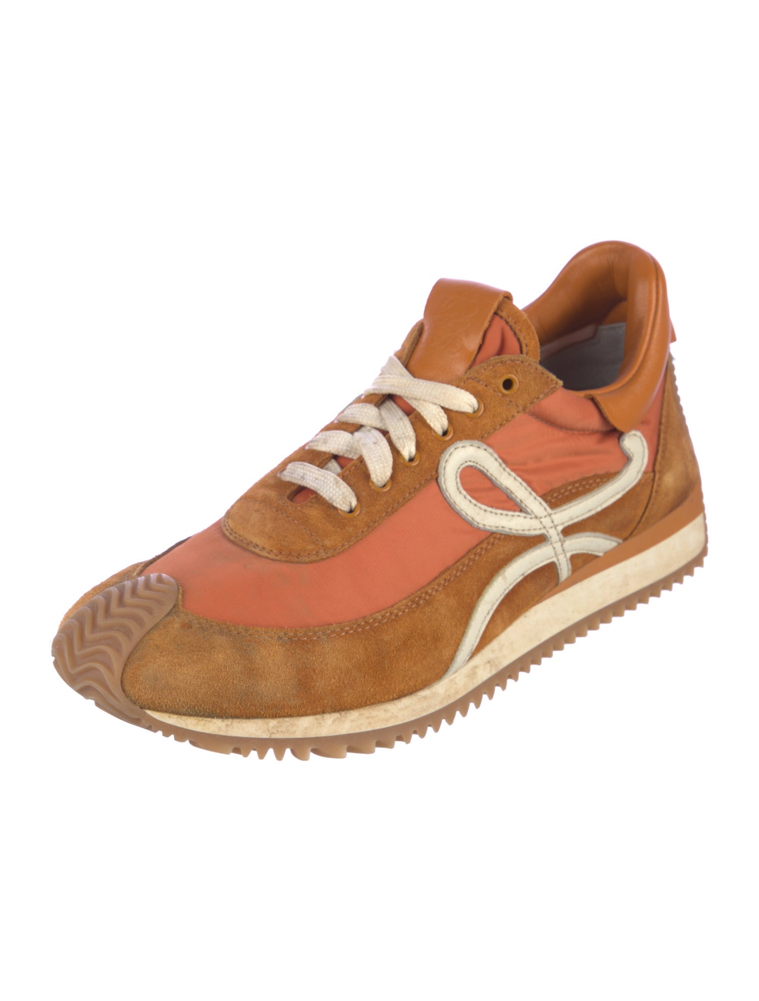 Loewe Suede Colorblock Pattern Athletic Sneakers