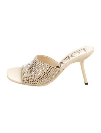 Loewe Leather Crystal Embellishments Slides