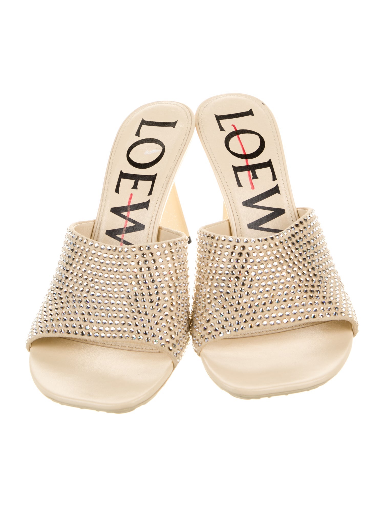 Loewe Leather Crystal Embellishments Slides