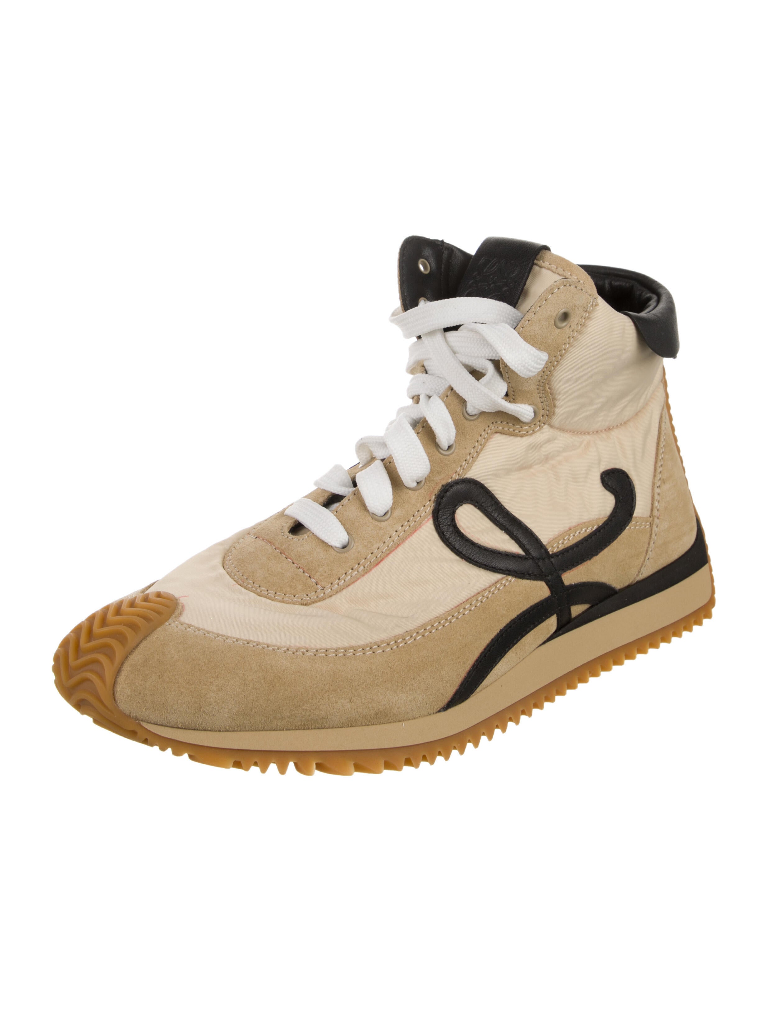 Loewe Suede Colorblock Pattern Sneakers