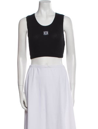 Loewe Graphic Print Scoop Neck Crop Top