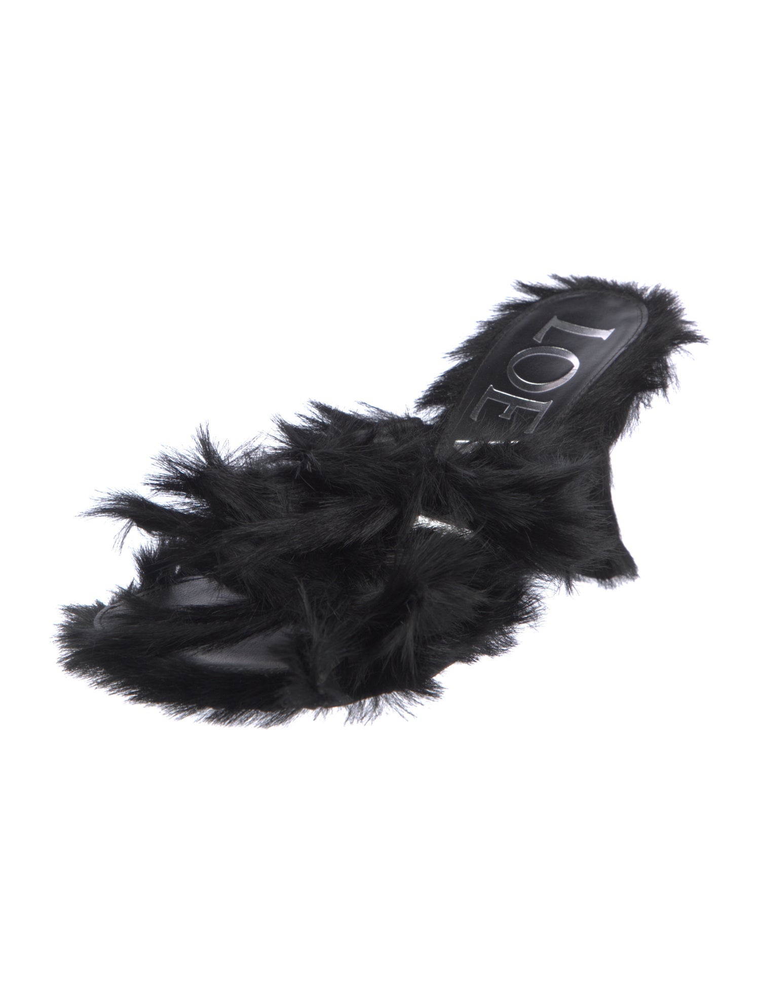 Loewe Faux Fur Leather Trim Embellishment Gladiator Sandals