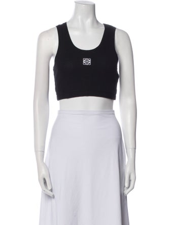 Loewe Graphic Print Scoop Neck Crop Top