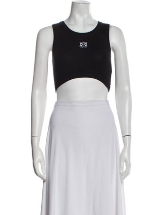 Loewe Graphic Print Scoop Neck Crop Top