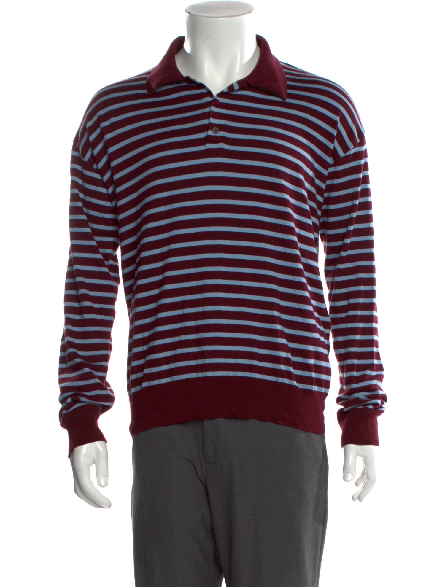 Loewe Paula's Ibiza Striped Collar Polo Sweater