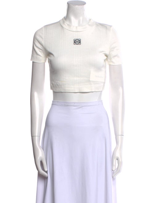 Loewe Mock Neck Short Sleeve Crop Top
