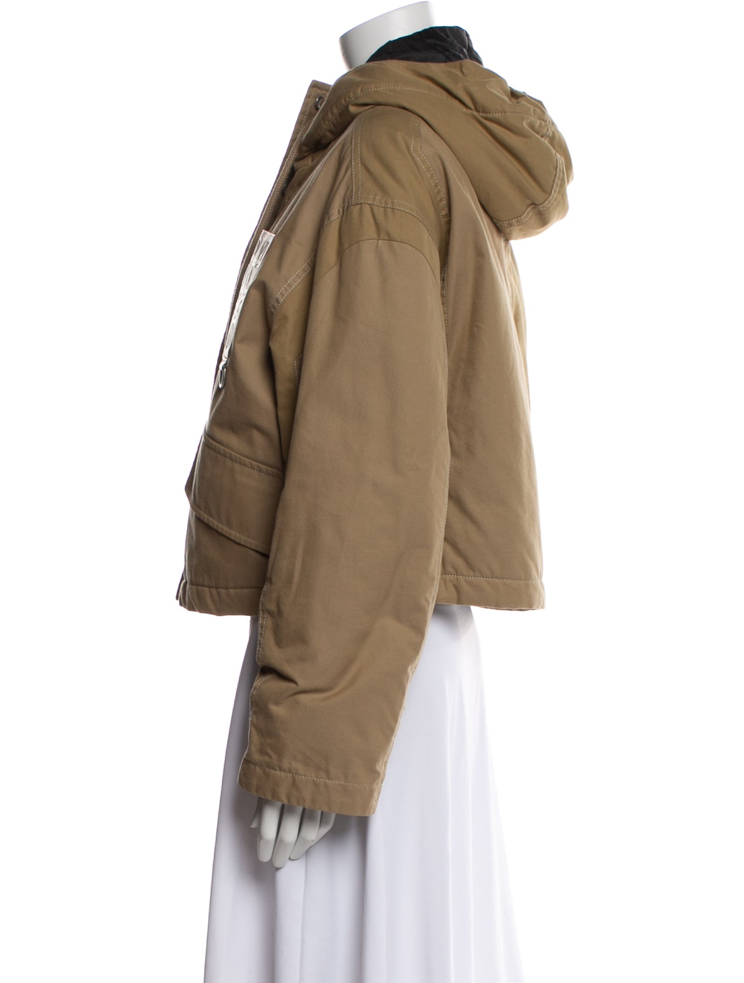 Loewe Short Hooded Parka 'Beige Chestnut' Colorblock Pattern Utility Jacket