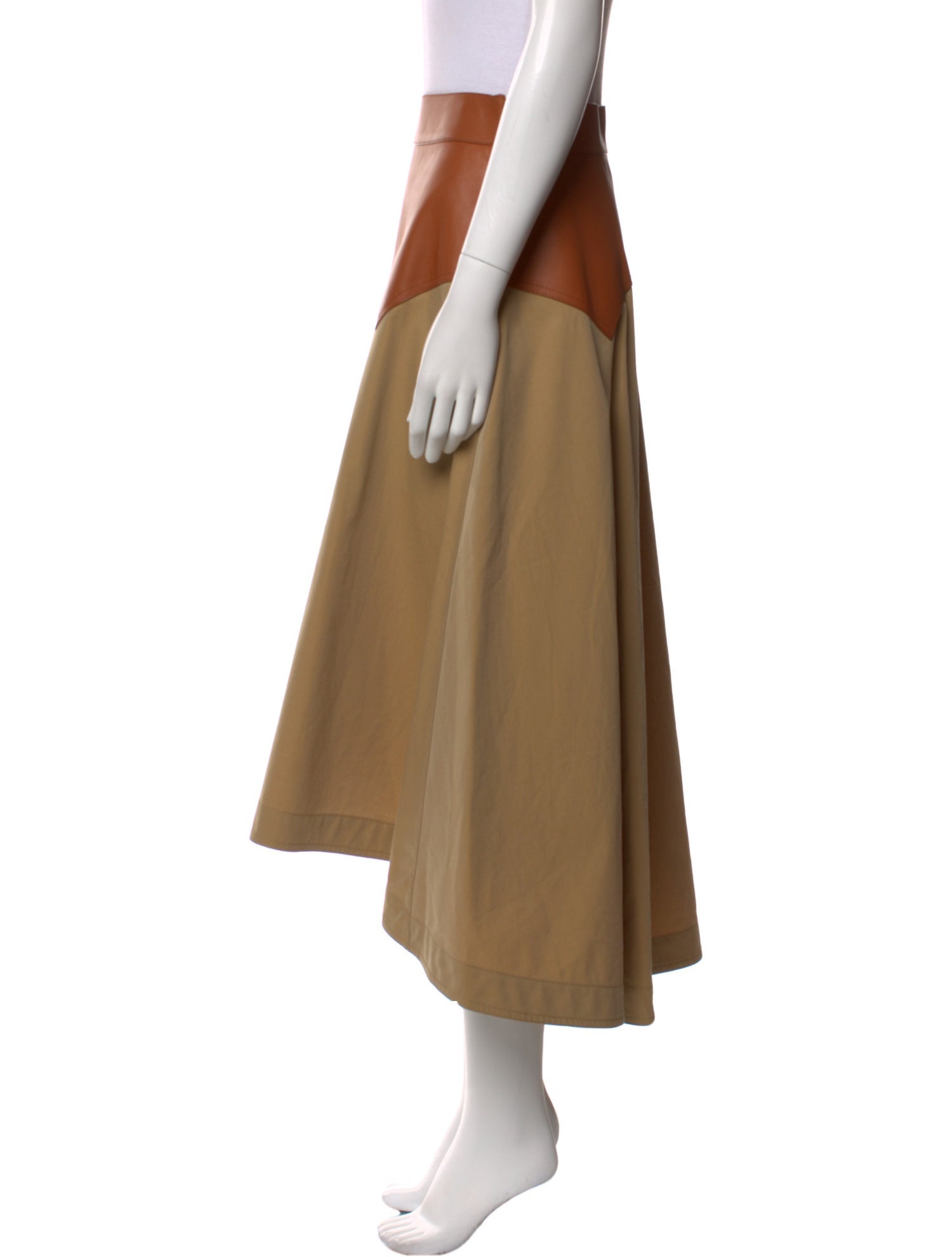 Loewe Leather Trim Embellishment Midi Length Skirt