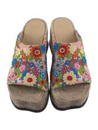 Loewe Floral Print Embroidered Accent Espadrilles