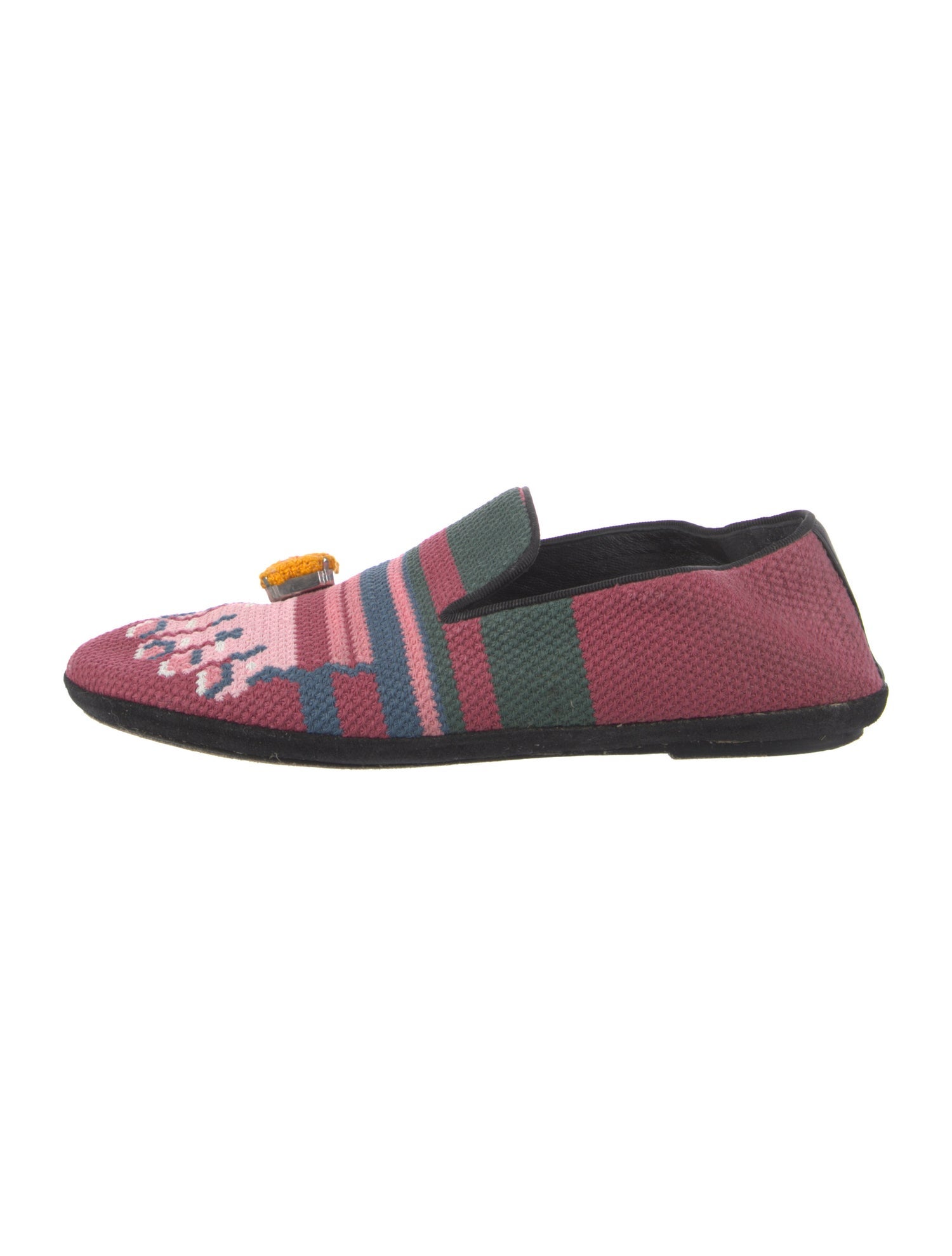 Loewe Striped Grosgrain Trim Loafers