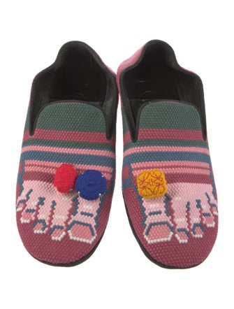 Loewe Striped Grosgrain Trim Loafers