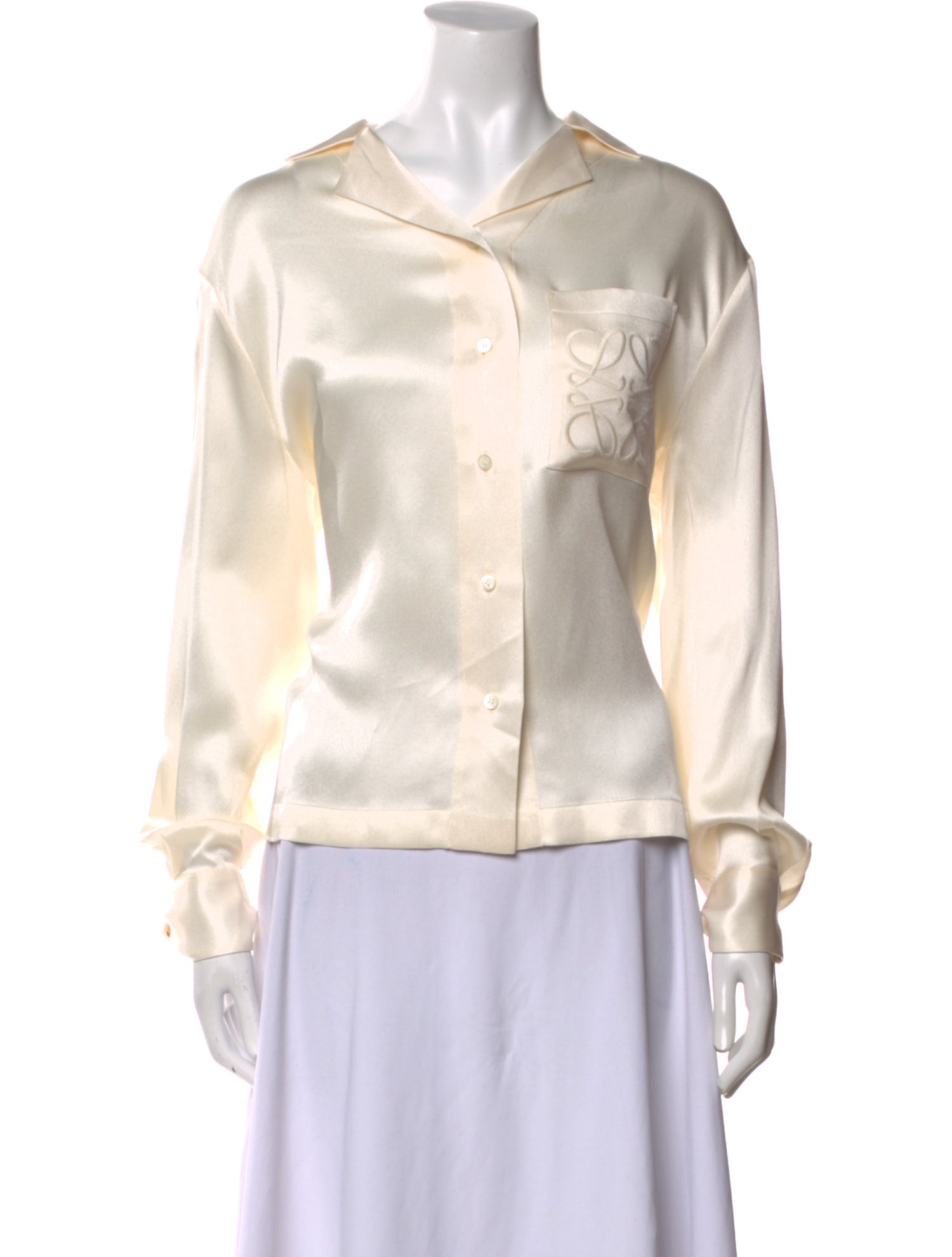 Loewe Silk V-Neck Button-Up Top