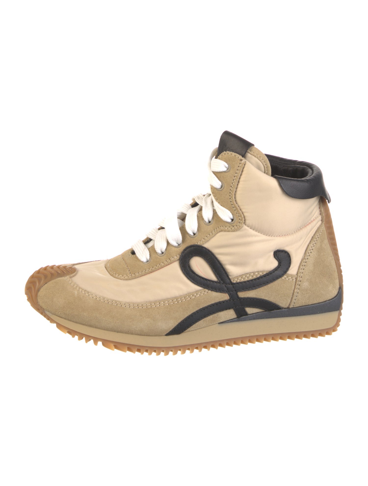 Loewe Suede Colorblock Pattern Wedge Sneakers