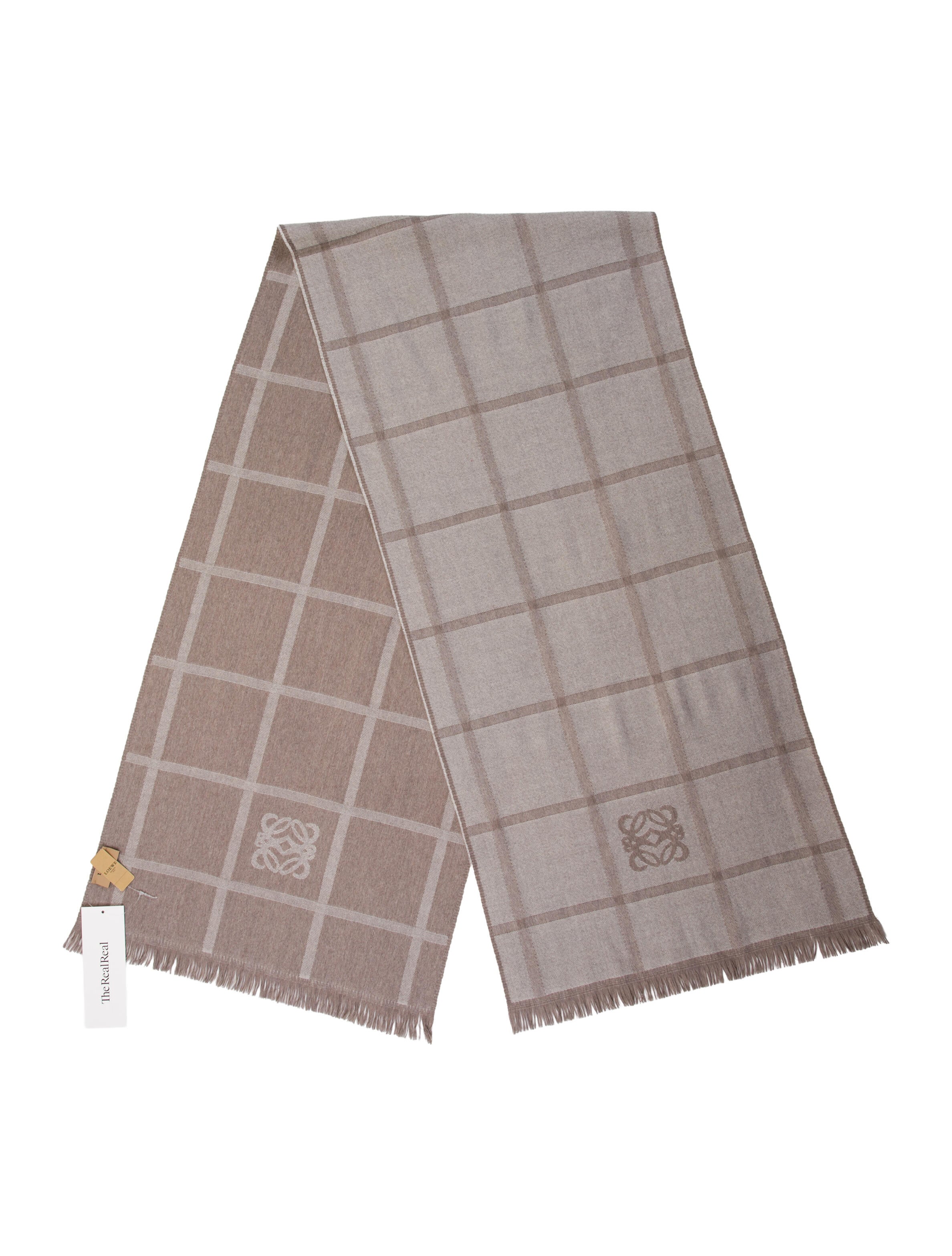 Loewe Wool Plaid Print Snood w/ Tags