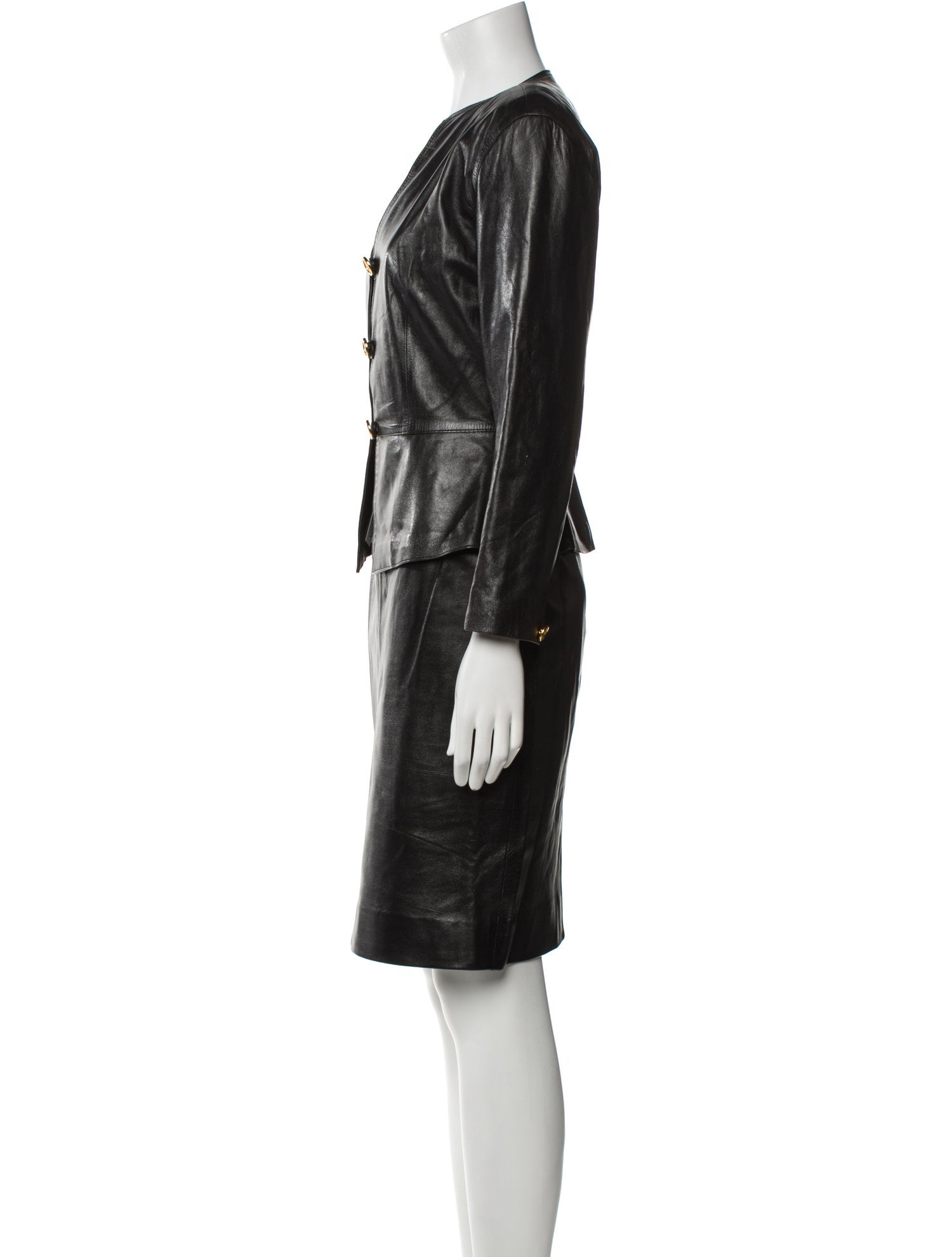 Loewe Vintage Leather Skirt Suit