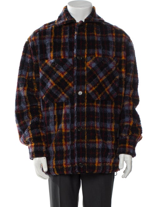 Loewe Fleece Overshirt Plaid Print Windbreaker