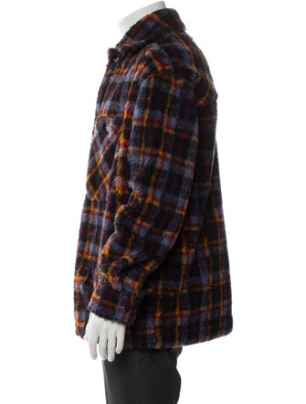 Loewe Fleece Overshirt Plaid Print Windbreaker
