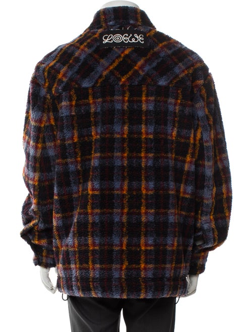 Loewe Fleece Overshirt Plaid Print Windbreaker