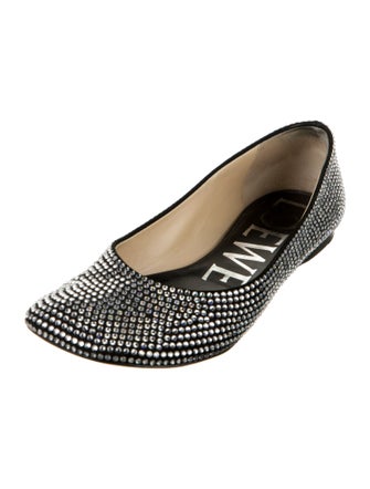 Loewe Suede Crystal Embellishments Flats