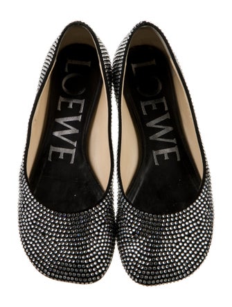 Loewe Suede Crystal Embellishments Flats