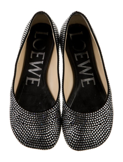 Loewe Suede Crystal Embellishments Flats