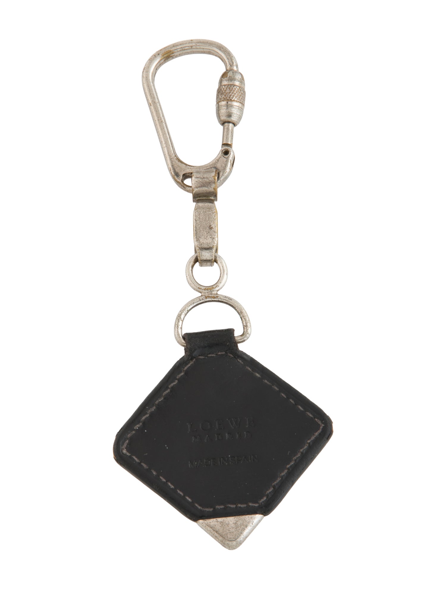Loewe Silver-Tone Leather Charm Keychain