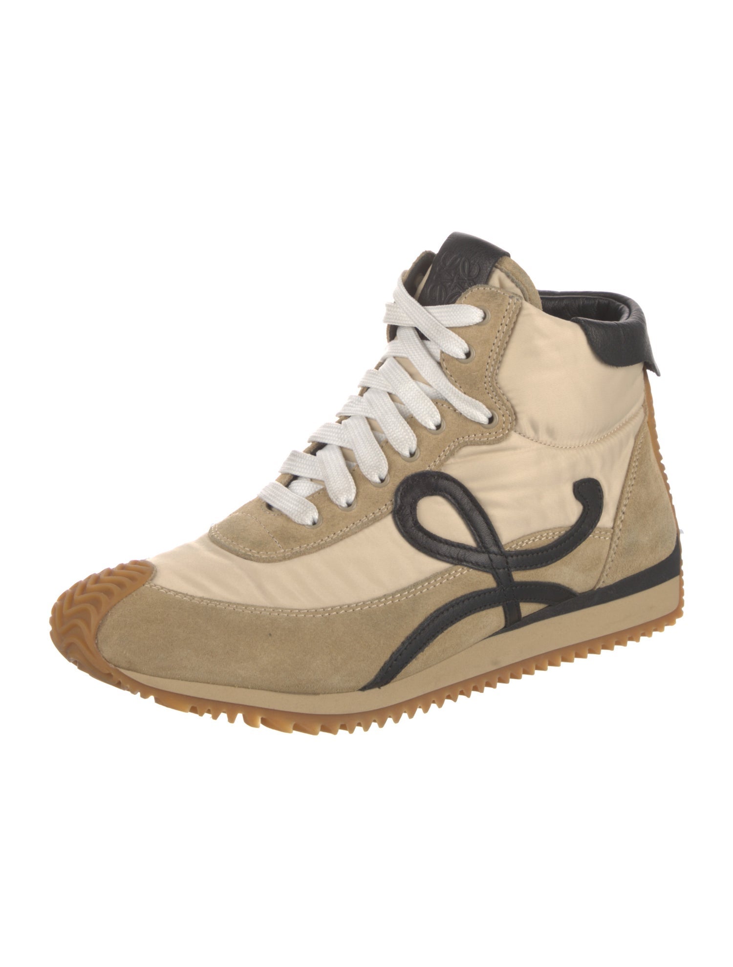 Loewe Suede Colorblock Pattern Wedge Sneakers