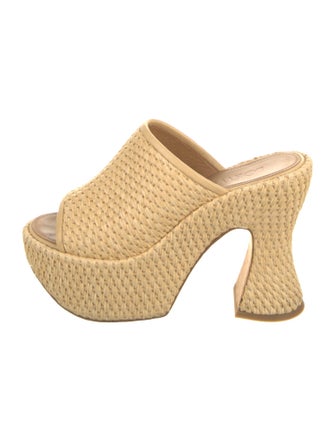 Loewe Straw Leather Trim Embellishment Slides