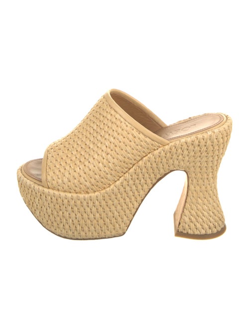 Loewe Straw Leather Trim Embellishment Slides