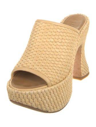 Loewe Straw Leather Trim Embellishment Slides
