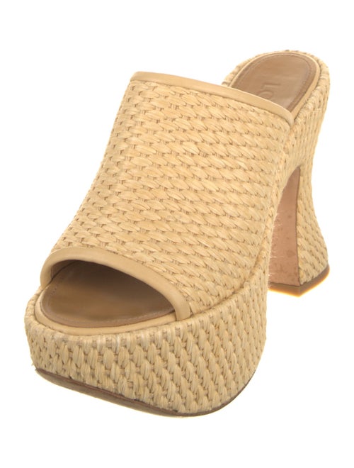 Loewe Straw Leather Trim Embellishment Slides