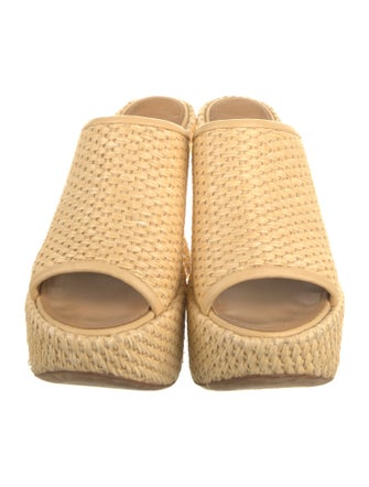 Loewe Straw Leather Trim Embellishment Slides