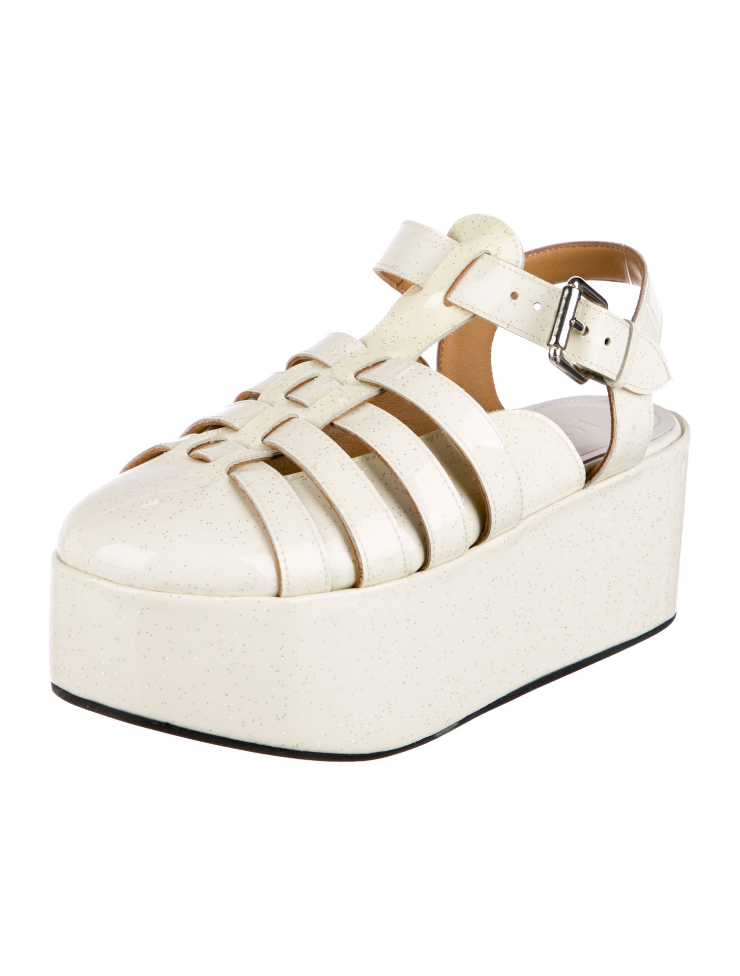 Loewe Patent Leather Glitter Accents Slingback Pumps