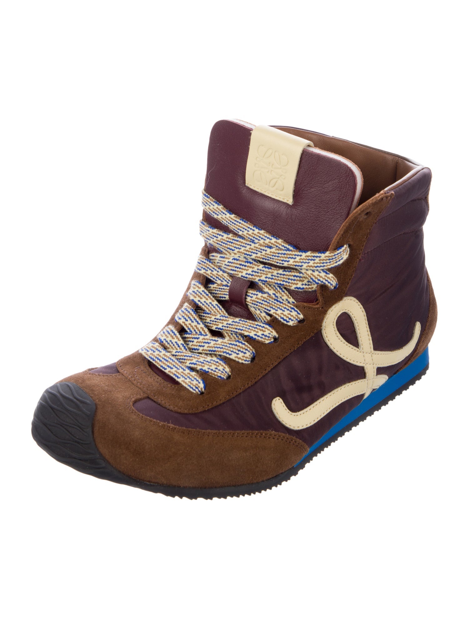 Loewe Suede Colorblock Pattern Sneakers