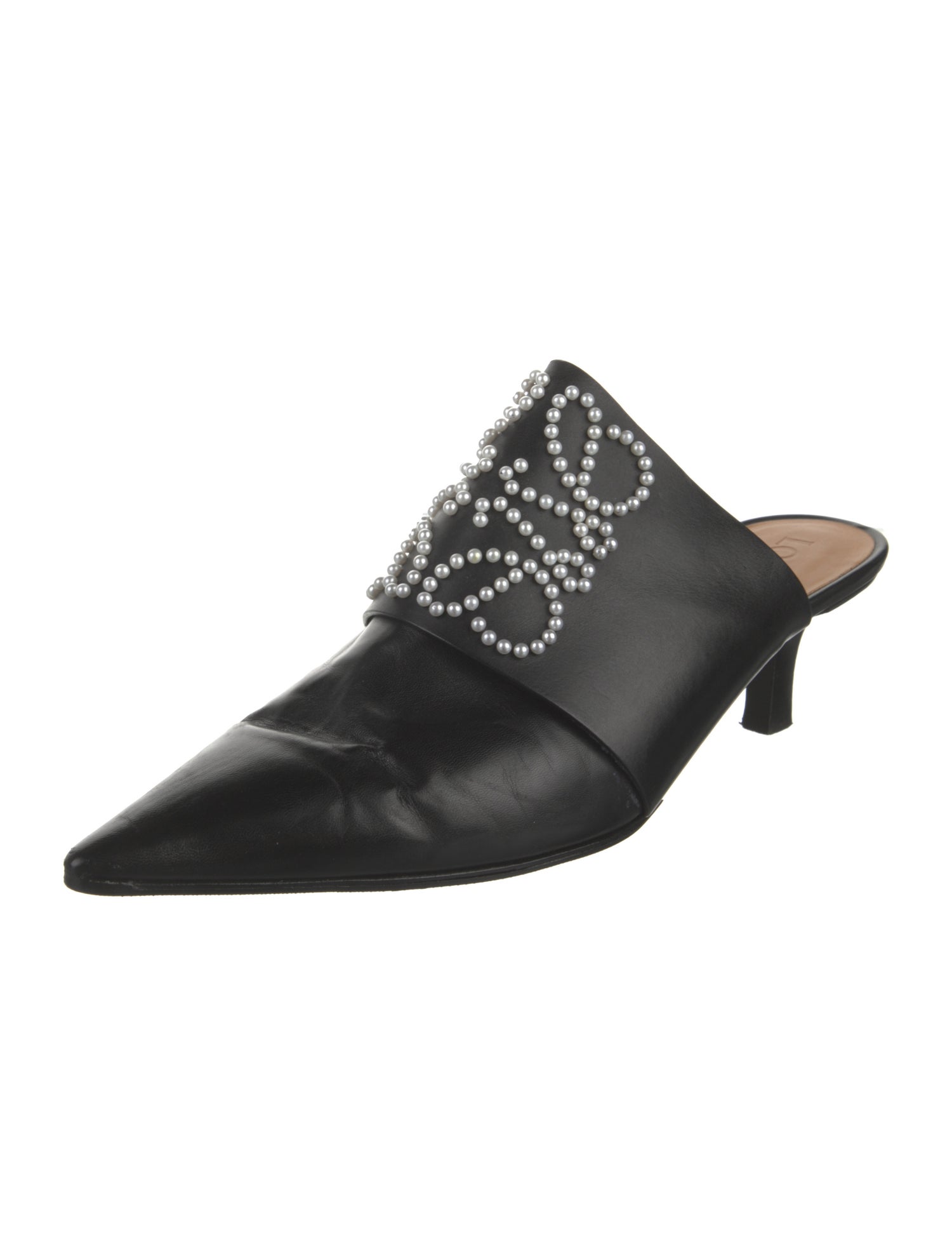 Loewe Faux Pearl Accents Leather Mules