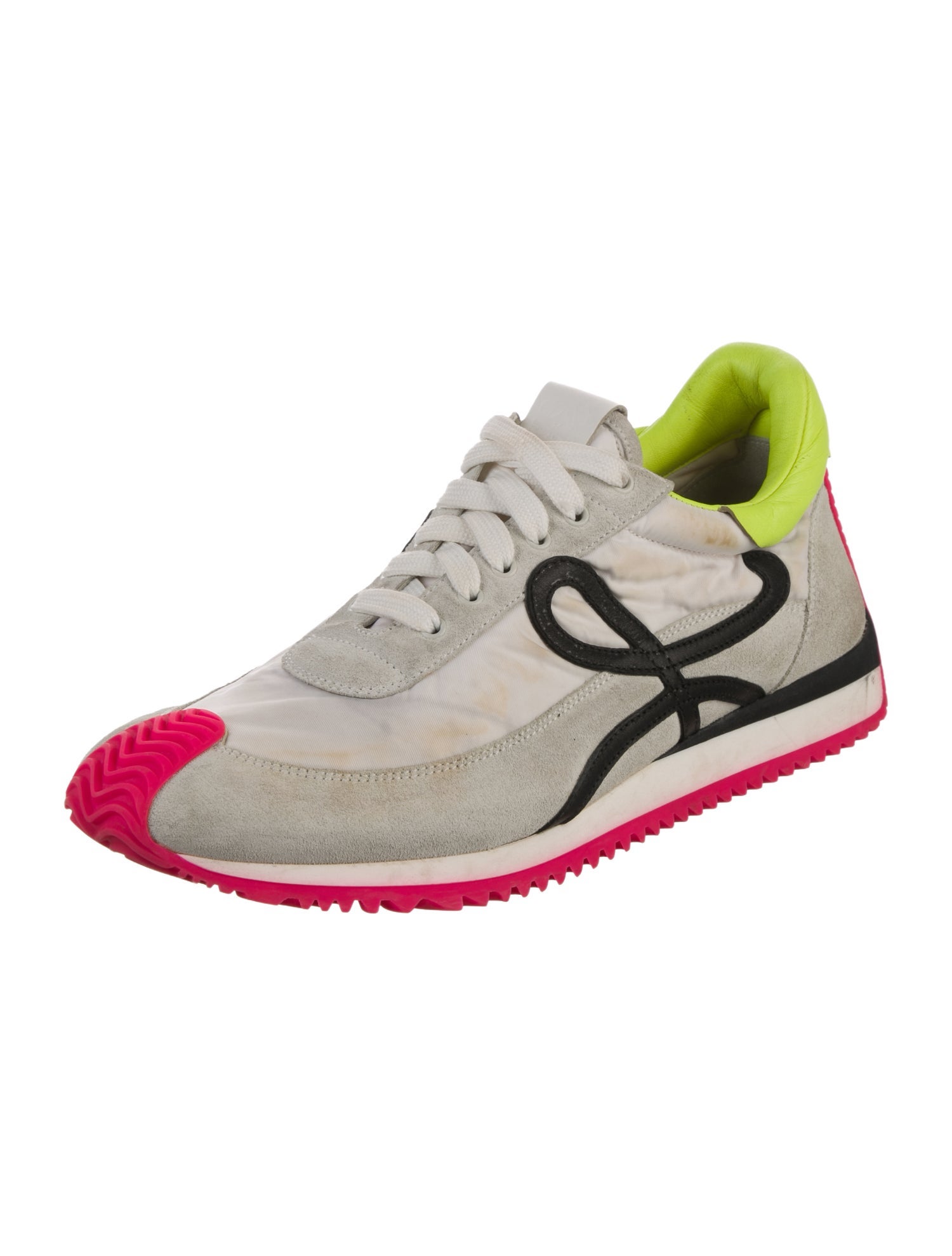 Loewe Suede Colorblock Pattern Sneakers