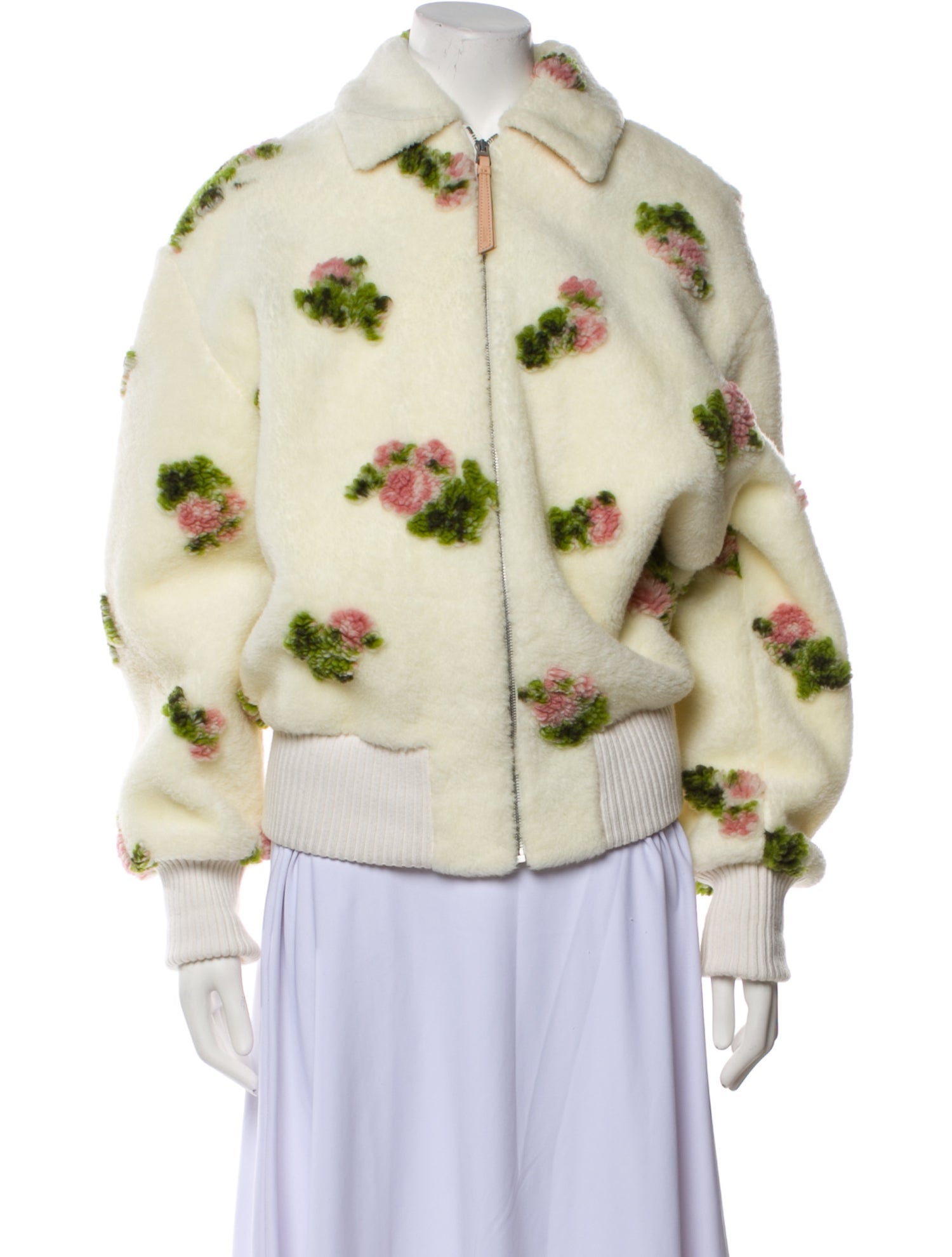 Loewe 2024 Floral Print Fleece Faux Fur Jacket