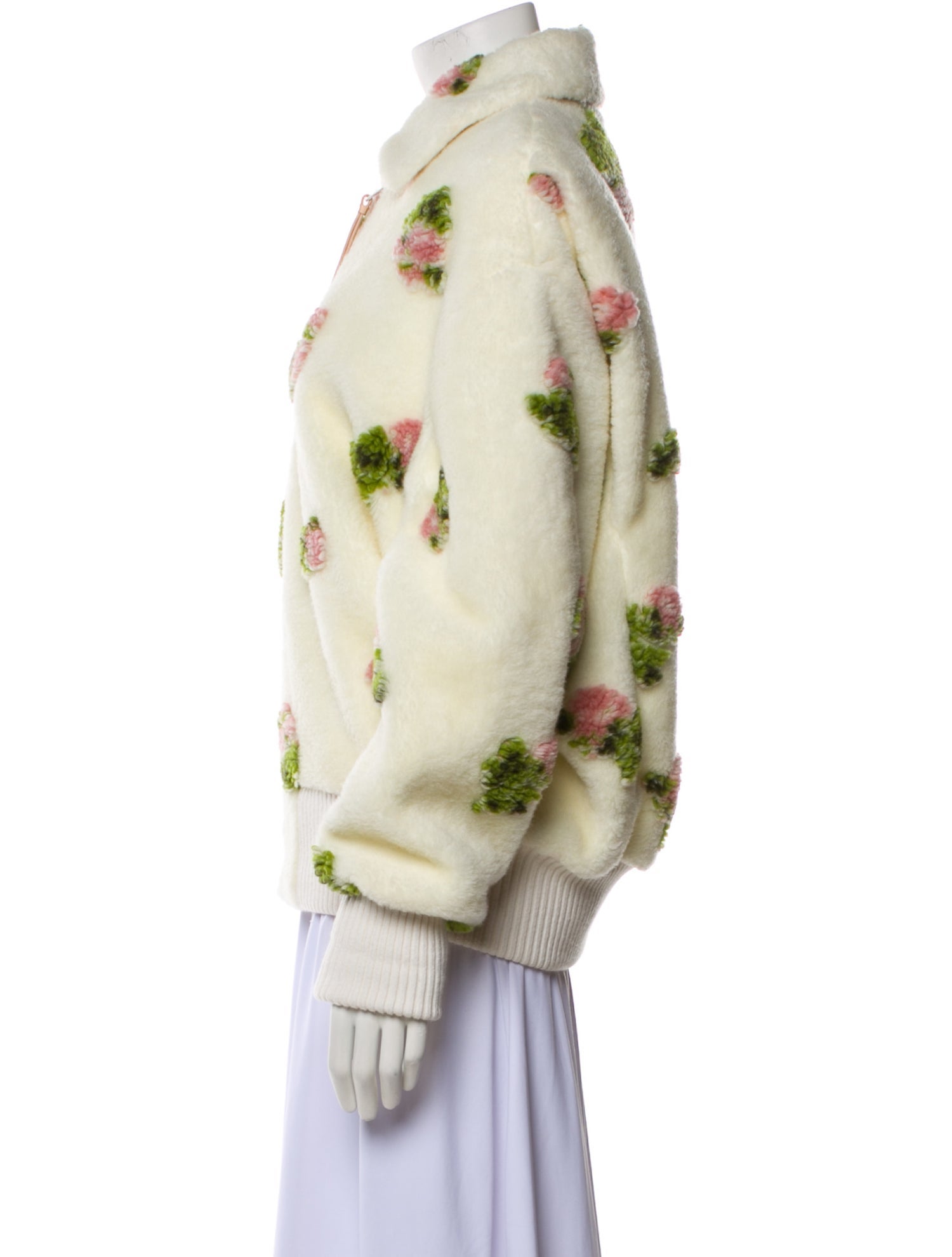 Loewe 2024 Floral Print Fleece Faux Fur Jacket