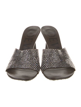 Loewe Leather Crystal Embellishments Slides