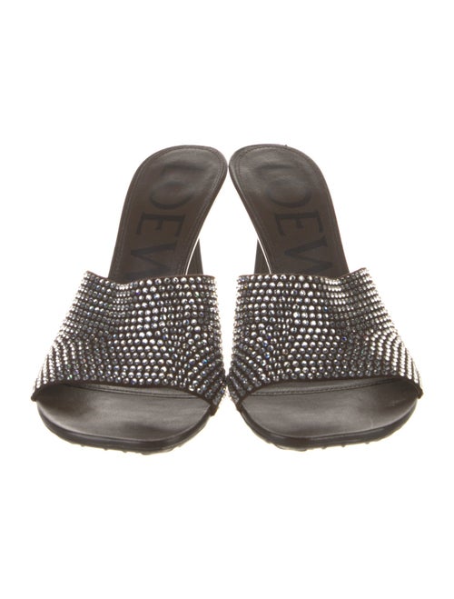 Loewe Leather Crystal Embellishments Slides